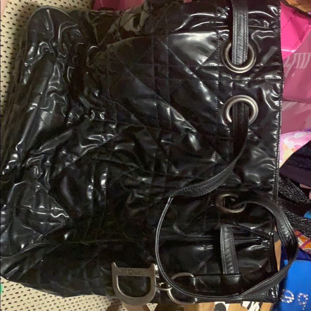 Large quilted Christian Dior patent bag